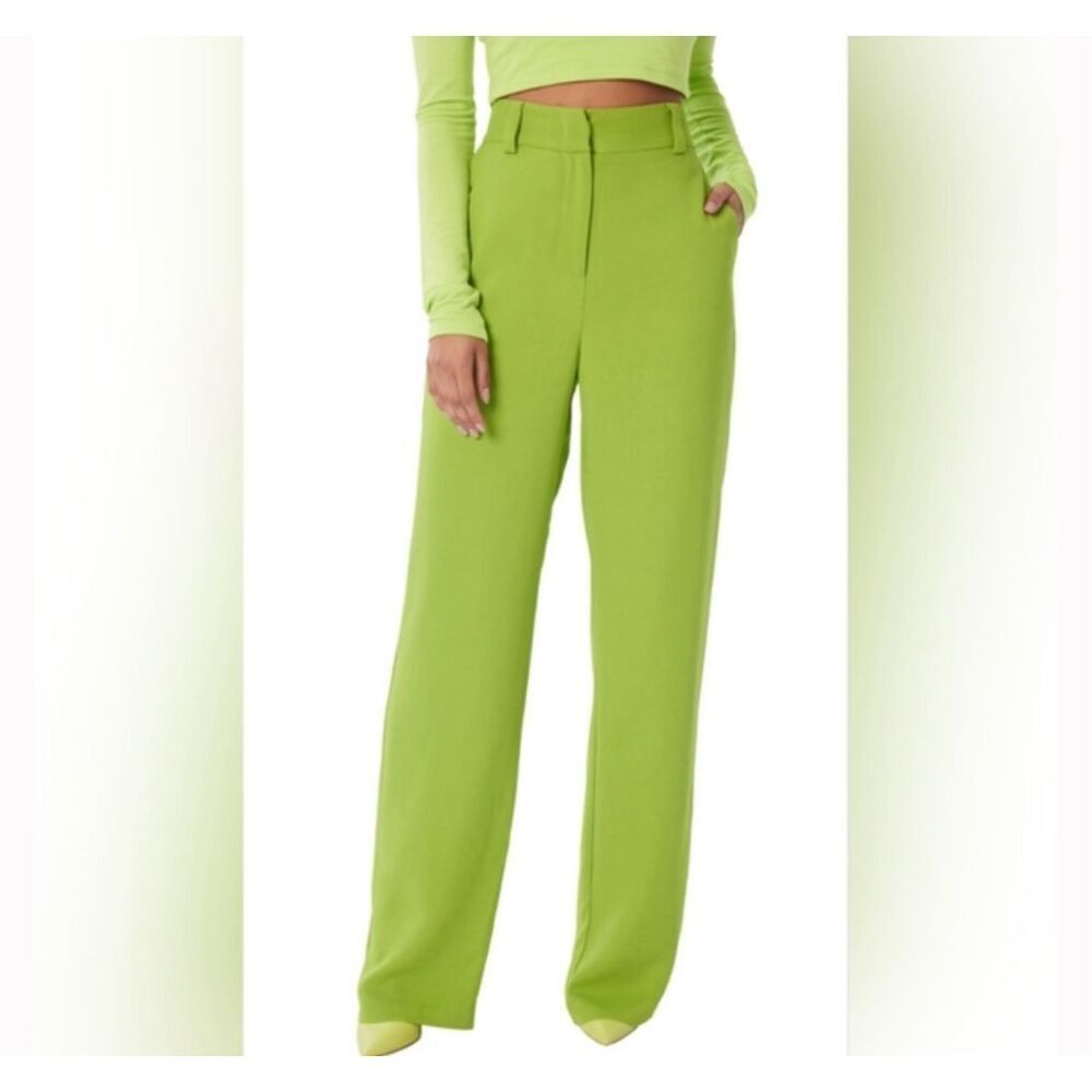 Lita by Ciara High Waist Wide Leg Dress Pant in Lime Green Size 6